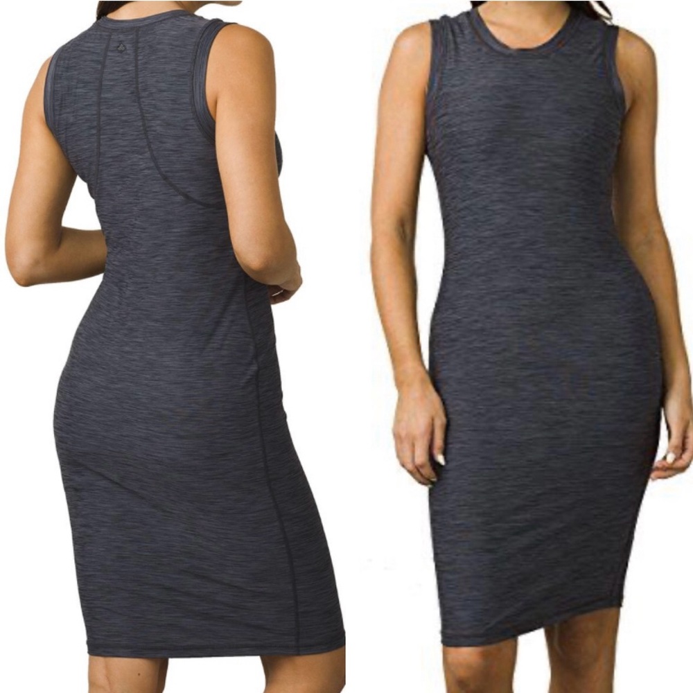 Prana NWOT Vertex Bodycon Sleeveless Performance Stretch Jersey Midi Dress Small